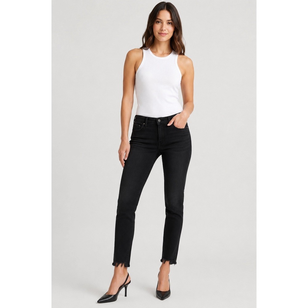 Rag & Bone‎ Black High Rise Crop Skinny Jeans Raw Hem Ankle Size 29
